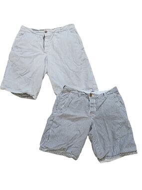 French Connection Reversible Chino Shorts Mens 30 Stripe Coastal Preppy Nautical